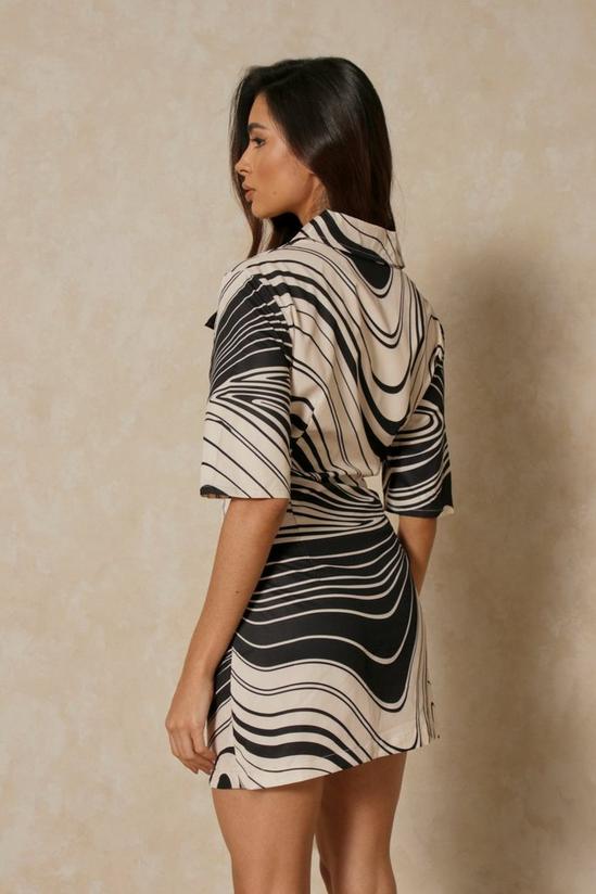 MissPap Contrast Print Asymmetric Shirt Dress 3