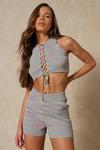 MissPap Knitted Ribbed Lace Up Short Co-ord thumbnail 1