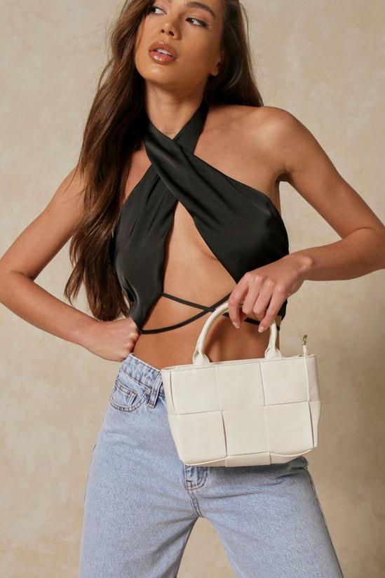MissPap Leather Look Weave Detail Shopper Bag 2