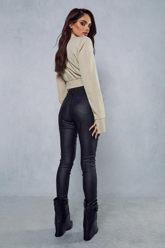 MissPap Leather Look Coated Denim Skinny Jean 3