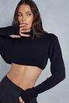 MissPap Balloon Sleeve Roll Neck Cropped Jumper thumbnail 2