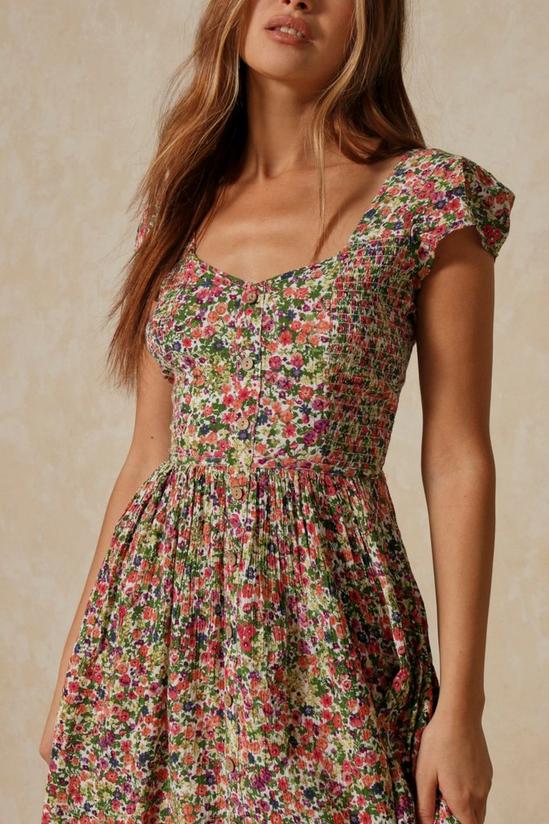 MissPap Floral Shirred Detail Short Sleeve Mini Dress 5