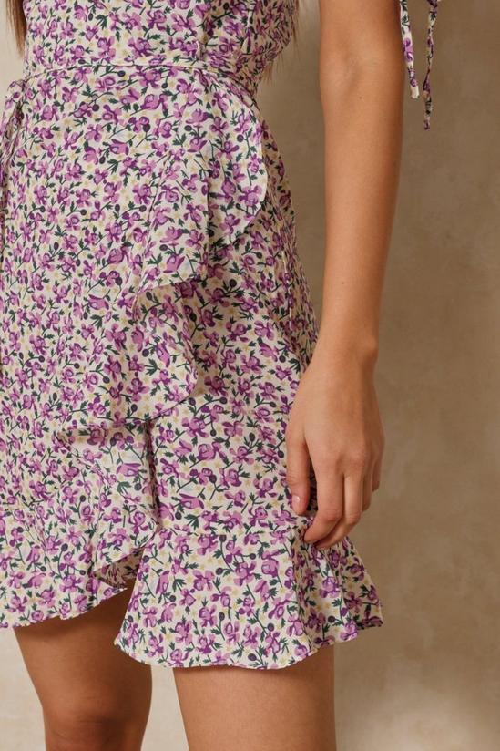 MissPap Floral Frill Detail Short Sleeve Wrap Dress 5