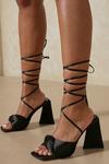 MissPap Satin Twisted Padded Lace Up High Heels thumbnail 1