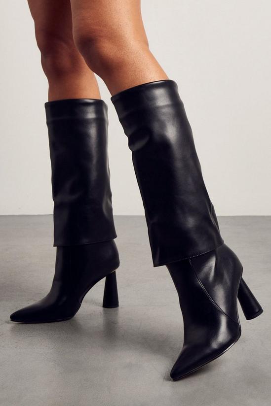 MissPap Cone Heel Folded Knee High Boots 1