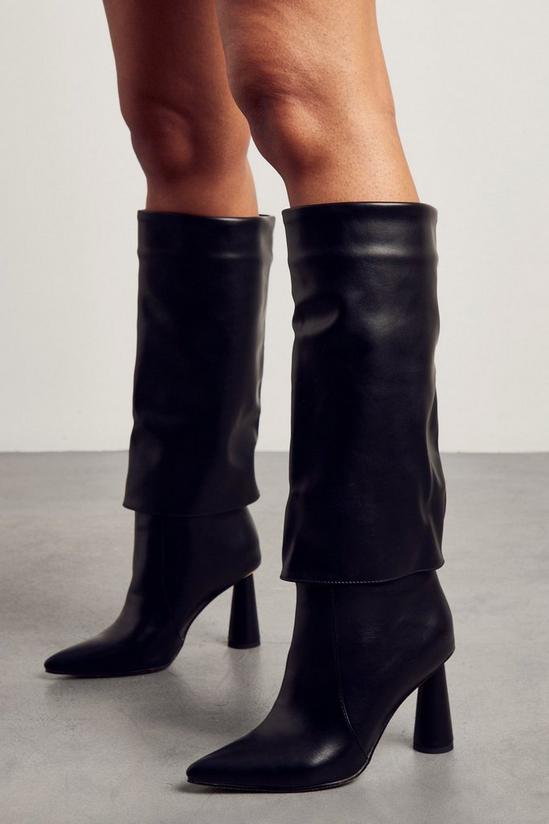 MissPap Cone Heel Folded Knee High Boots 3