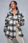 MissPap Ruched Sleeve Oversized Check Shacket thumbnail 1