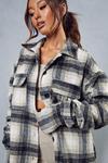 MissPap Ruched Sleeve Oversized Check Shacket thumbnail 2