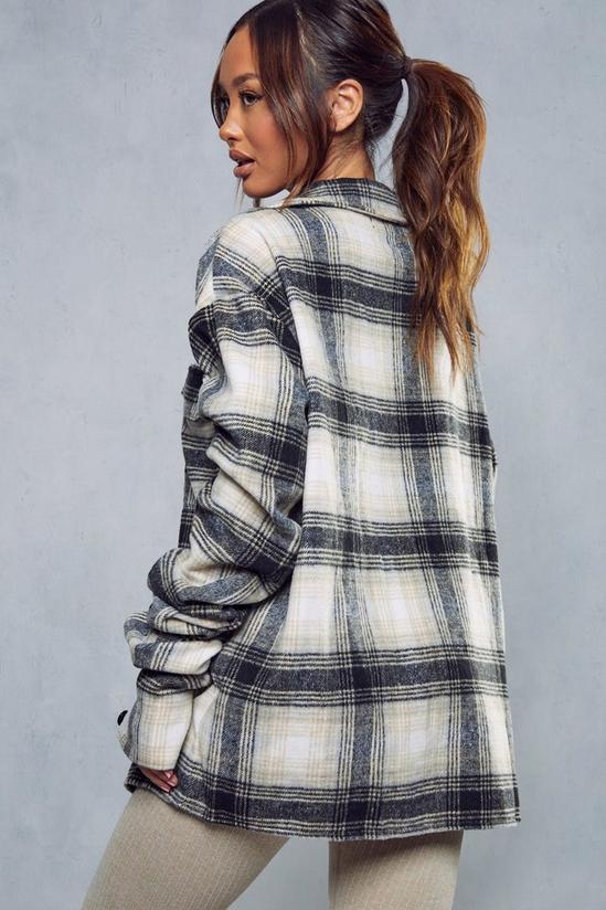 MissPap Ruched Sleeve Oversized Check Shacket 3