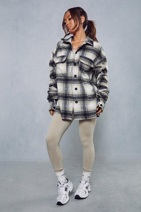 MissPap Ruched Sleeve Oversized Check Shacket 4