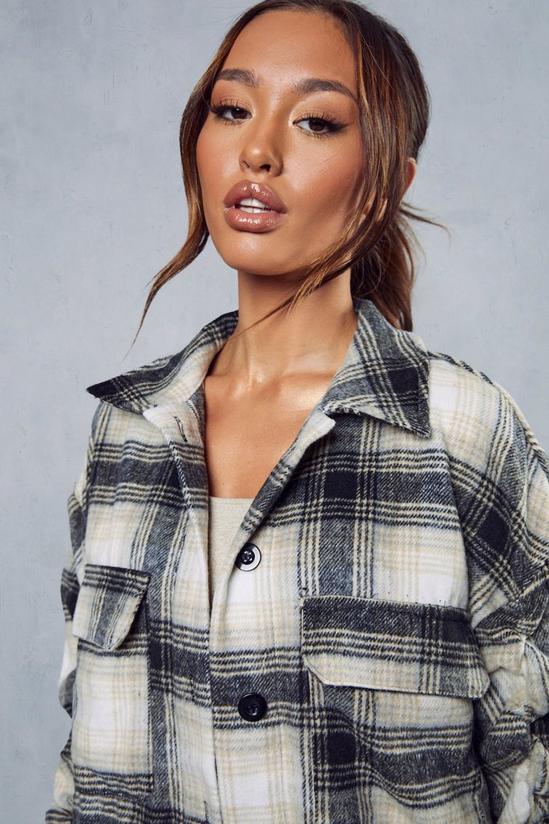 MissPap Ruched Sleeve Oversized Check Shacket 5