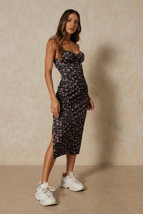 MissPap Ditsy Floral Ruched Cup Bodycon Midi Dress 4