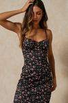 MissPap Ditsy Floral Ruched Cup Bodycon Midi Dress thumbnail 5