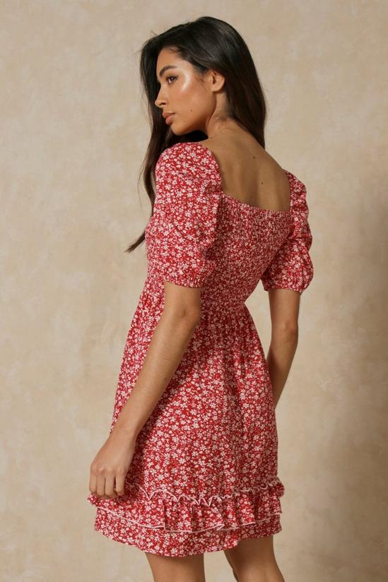 MissPap Ditsy Floral Shirred Puff Sleeve Dress 3
