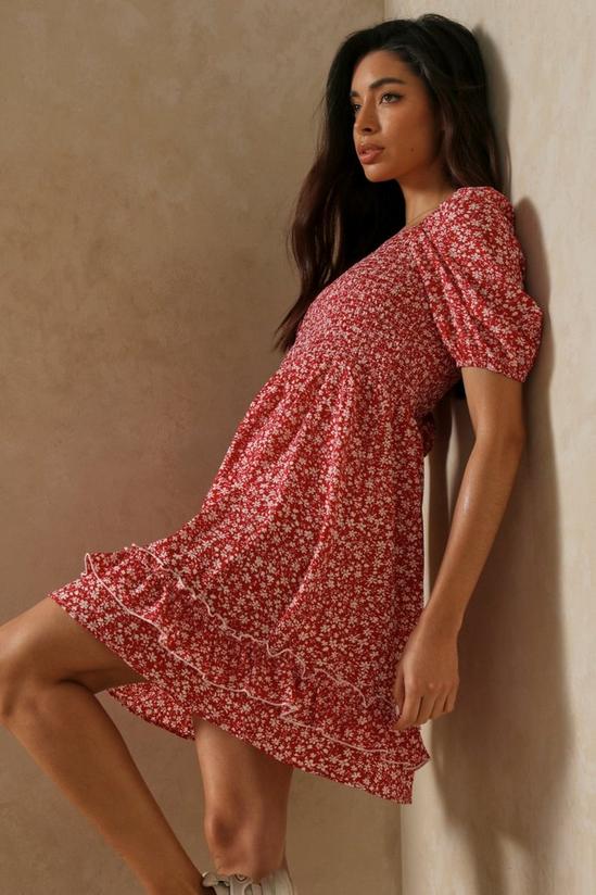 MissPap Ditsy Floral Shirred Puff Sleeve Dress 5