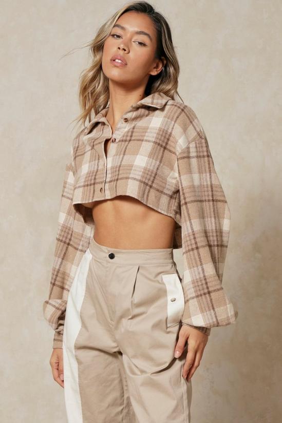 MissPap Oversized Cropped Brushed Check Shirt 1
