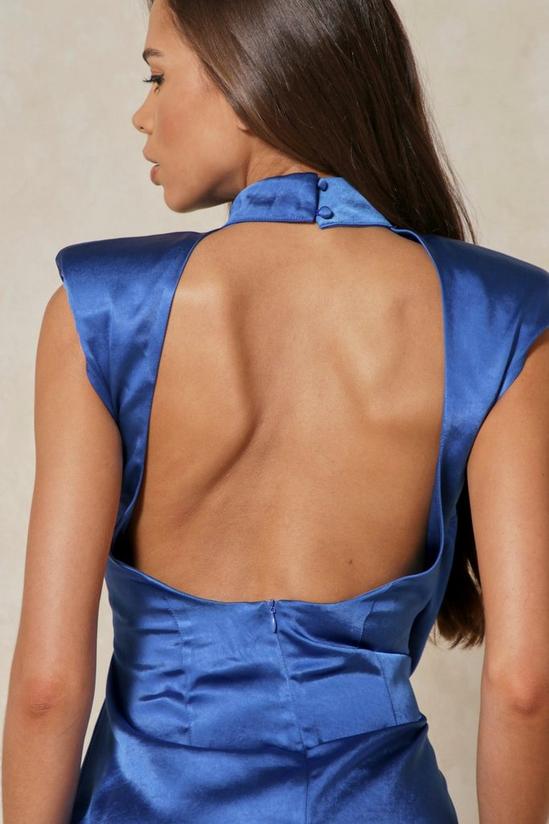 MissPap Satin Shoulder Pad Backless Dress 6