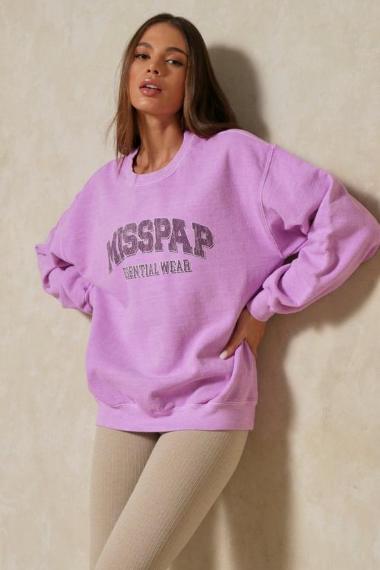 MissPap Acid Wash Misspap Essential Slogan Sweatshirt 1