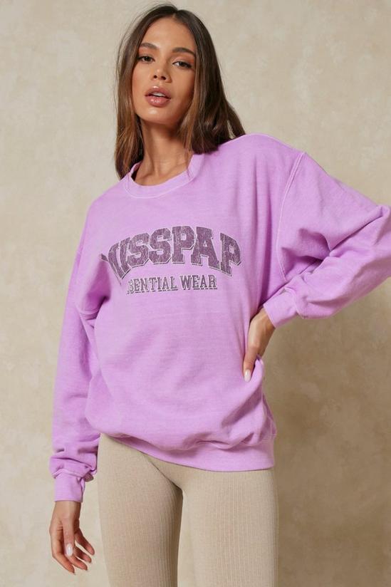 MissPap Acid Wash Misspap Essential Slogan Sweatshirt 5