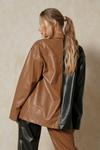 MissPap Spliced Leather Look Oversized Shirt thumbnail 3