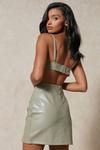 MissPap Leather Look Split Hem Mini Skirt thumbnail 3