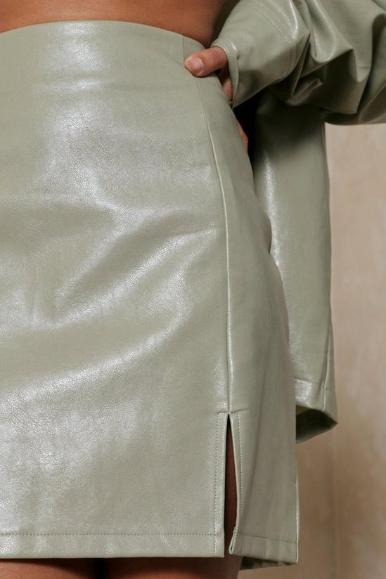 MissPap Leather Look Split Hem Mini Skirt 5