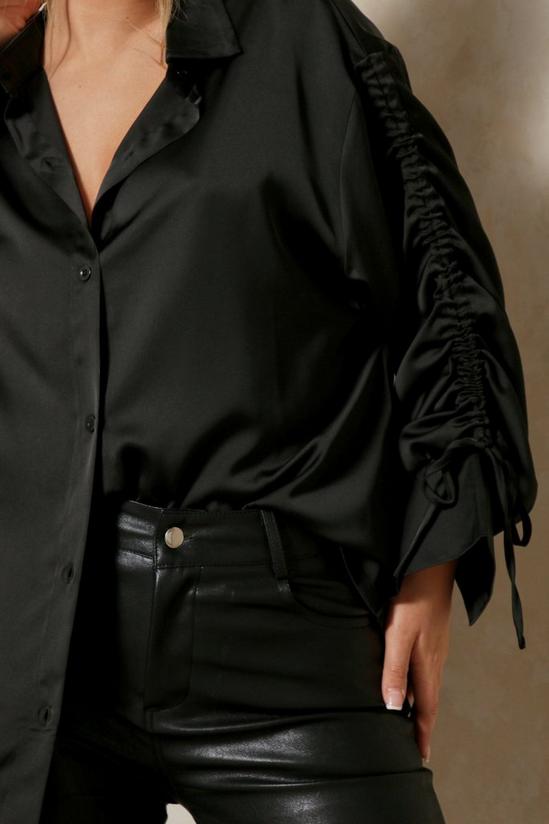 MissPap Satin Oversized Ruched Arm Shirt 2