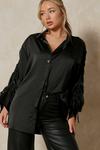 MissPap Satin Oversized Ruched Arm Shirt thumbnail 5