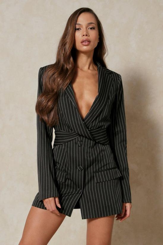 MissPap Pinstripe Tie Front Blazer Dress 1