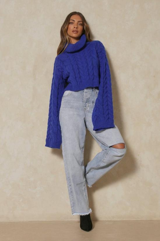MissPap Cropped Cable Knit Roll Neck Jumper 4