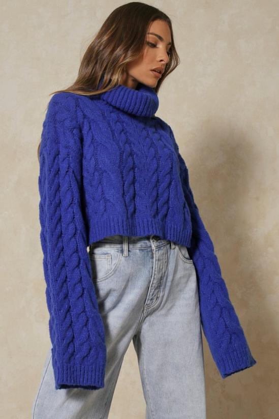 MissPap Cropped Cable Knit Roll Neck Jumper 5