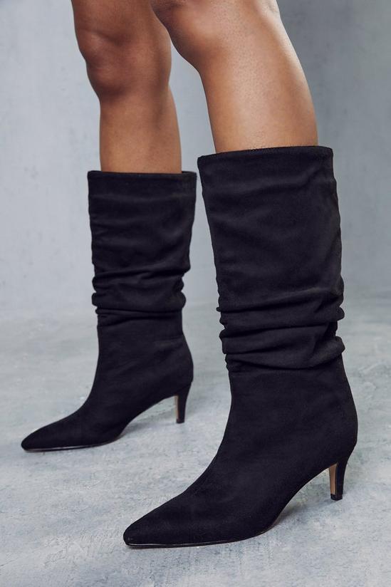 MissPap Faux Suede Mid Heel Ankle Boots 1