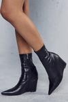 MissPap Leather Look Wedge Ankle Boots thumbnail 1