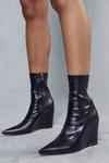 MissPap Leather Look Wedge Ankle Boots thumbnail 3