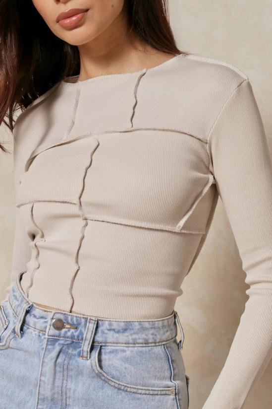 MissPap Ribbed Seam Patch Detail Long Sleeve Top 2