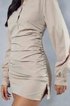 MissPap Poplin Ruched Side Long Sleeve Shirt Dress thumbnail 6