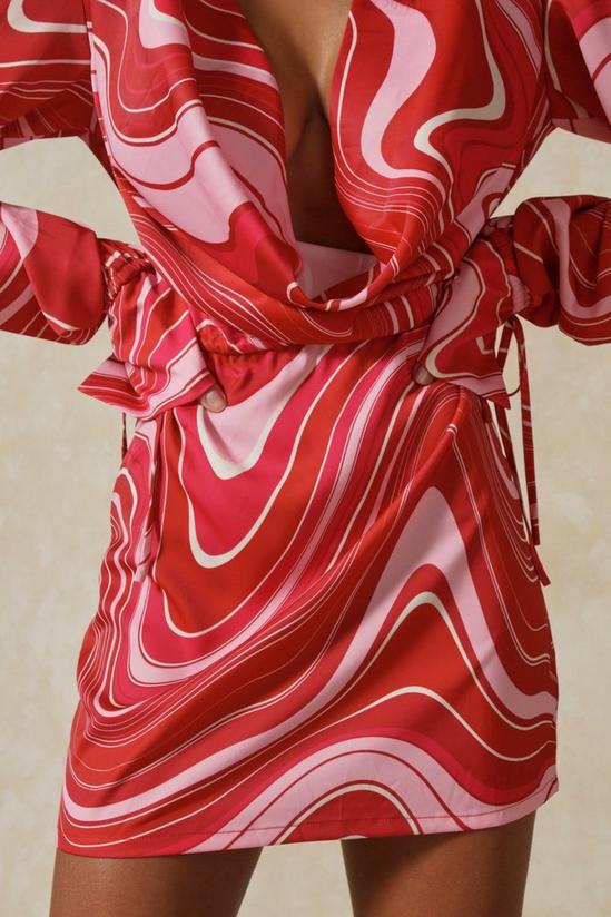 MissPap Satin Marble Print Drape Mini Dress 2