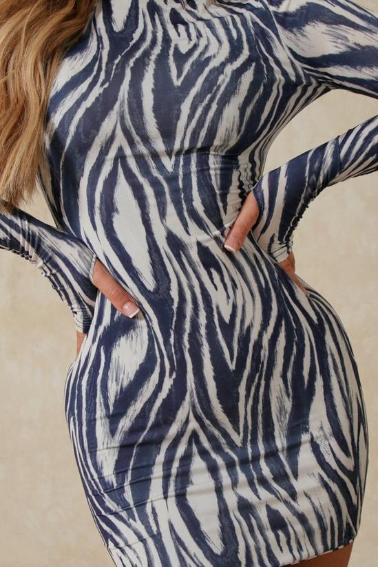 MissPap Zebra Print Double Layer High Neck Dress 2