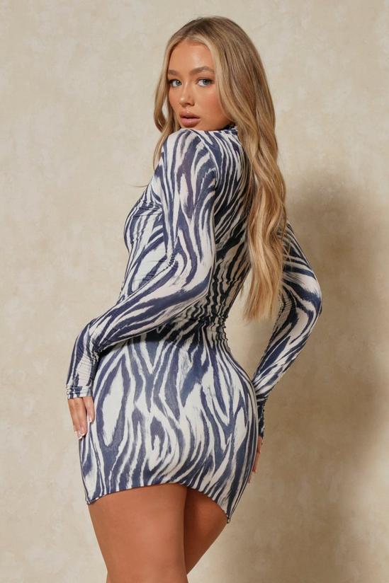 MissPap Zebra Print Double Layer High Neck Dress 3