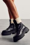 MissPap Chunky Teddy Lace Up Hiker Ankle Boots thumbnail 1