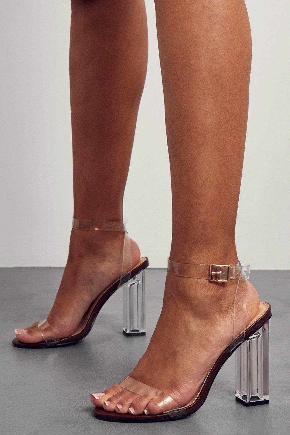 Transparent cheap strappy heels