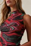 MissPap Printed Double Layer Mesh Ruched Racer Dress thumbnail 5