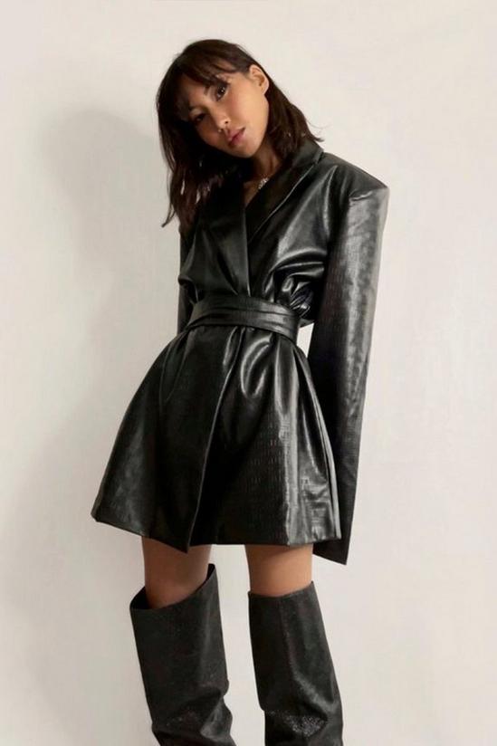 MissPap Misspap Embossed Leather Look Blazer Dress 1