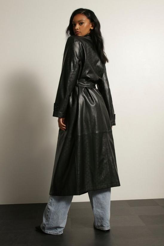 MissPap Misspap Embossed Leather Look Trench Coat 3