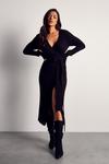 MissPap Fine Knitted Belted Wrap Dress thumbnail 1