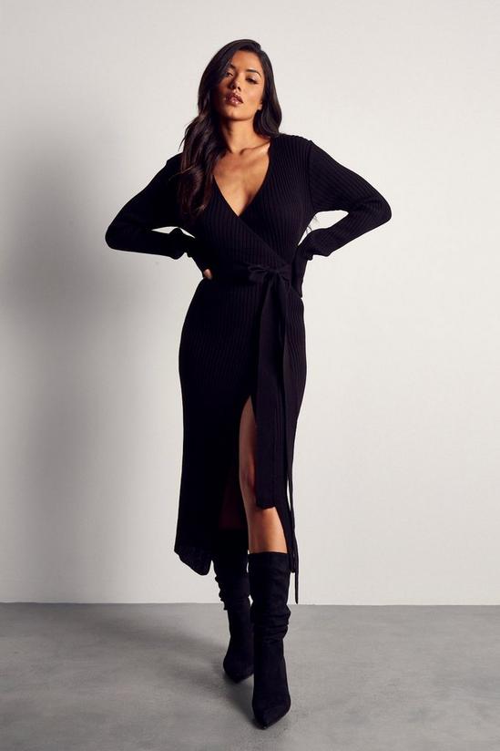 MissPap Fine Knitted Belted Wrap Dress 1