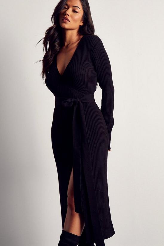 MissPap Fine Knitted Belted Wrap Dress 4