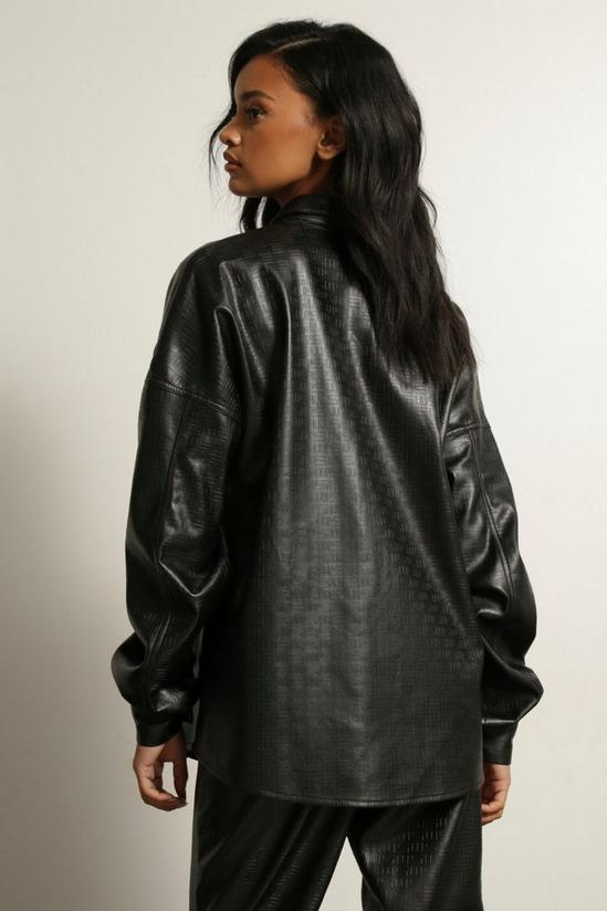 MissPap Misspap Embossed Oversized Leather Look Shirt 3