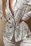 MissPap Luxe Satin Abstract Double Breasted Pj Shirt thumbnail 6