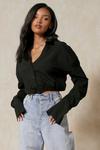 MissPap Ruched Arm Oversized Cropped Shirt thumbnail 1